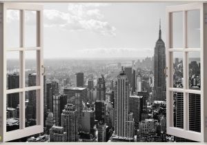 Black and White Nyc Wall Mural Huge 3d Window New York City View Wall Stickers Mural