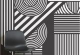 Black and White Rose Wall Mural Geometric Black & White Wallpaper