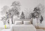 Black and White Tree Wall Mural Sumotoa 3d Mural Wall Stickers Decoration Custom Minimalist