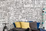 Black and White Wall Mural Wallpaper Black and White City Sketch Mural