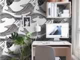 Black and White Wall Mural Wallpaper Fish Koi Removable Wallpaper Black and White Wall Mural