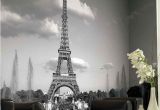 Black and White Wall Murals Of Paris Eiffel tower Mural Wallpaper Black and White