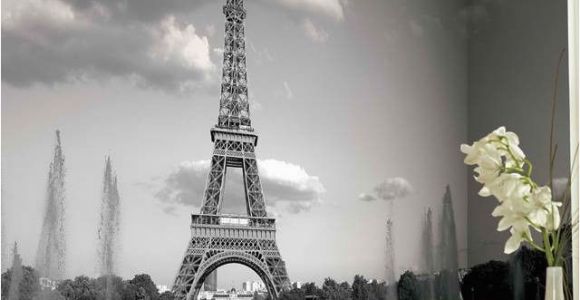 Black and White Wall Murals Of Paris Eiffel tower Mural Wallpaper Black and White