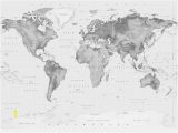 Black and White World Map Wall Mural Black & White Relief World Map with Antarctica