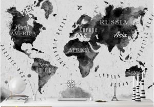 Black and White World Map Wall Mural World Map In Water Colours Semi Gloss Wallpaper Roll East Urban Home