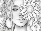 Black Art Black Girl Coloring Pages Printable Coloring Page Black Girl Floral Portrait