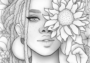 Black Art Black Girl Coloring Pages Printable Coloring Page Black Girl Floral Portrait