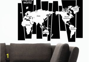 Black Art Wall Murals 105 75cm Map Wall Sticker Murals Pvc A Map World Lettered Wall Art Decals for Living Room Study and Fice Decoration Removable Black Wall