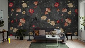 Black Floral Wall Mural Black Red Green Grunge Little Floral Wallpaper Mural