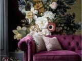 Black Floral Wall Mural Removable Wallpaper Floral Wall Mural Peel and Stick