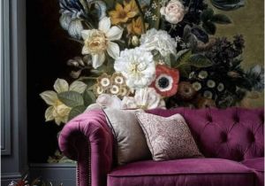 Black Floral Wall Mural Removable Wallpaper Floral Wall Mural Peel and Stick