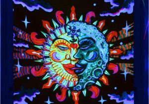 Blacklight Wall Murals Details About Psychedelic Om Sun Moon Uv Tapestry Fluorescent
