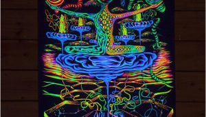 Blacklight Wall Murals Psy Backdrop "antimaterial" Uv Blacklight Tapestry Glow Visionary