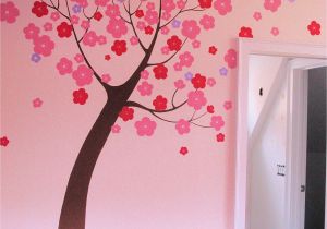 Blossom Tree Wall Mural Hand Painted Stylized Tree Mural In Children S Room by Renee