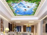 Blue Angels Wall Mural 3d Ceiling Murals Wallpaper Custom Non Woven Wall Murals Eros Angel Green Leaves Blue Sky White Clouds Diamond soft Zenith Mural Digital