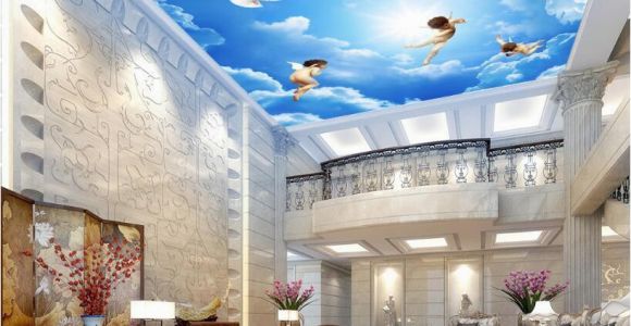 Blue Angels Wall Mural Wdbh 3d Ceiling Mural Wallpaper Custom Angels Blue Sky White Clouds Living Room Home Decor 3d Wall Murals Wallpaper for Walls 3 D Baby Wallpaper