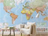 Blue World Map Wall Mural 3d Room Wallpaper Custom Photo Mural Non Woven Wall Sticker