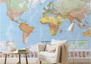 Blue World Map Wall Mural 3d Room Wallpaper Custom Photo Mural Non Woven Wall Sticker