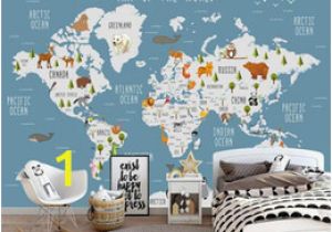 Blue World Map Wall Mural Custom Wallpaper Cartoon World Map Tv Background Wall Living Room Bedroom Children Room Background 3d Wallpaper Murals