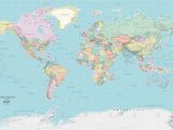 Blue World Map Wall Mural Detailed World Political Wall Map