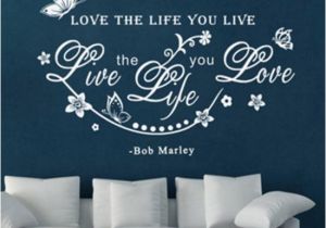 Bob Marley Wall Mural Bob Marley Quote Flower butterfly Wall Decals Decor Love Life Word Sticker