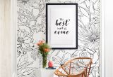 Botanicals Floral Wall Mural Botanical Garden Hand Drawn Flowers Mural Wall Art Wallpaper