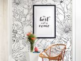 Botanicals Floral Wall Mural Botanical Garden Hand Drawn Flowers Mural Wall Art Wallpaper