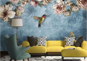 Botanicals Floral Wall Mural European Style Bold Blossoms Birds Wallpaper Mural