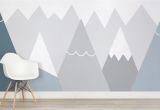 Boys Bedroom Wall Mural Kids Blue and Gray Mountains Wall Mural