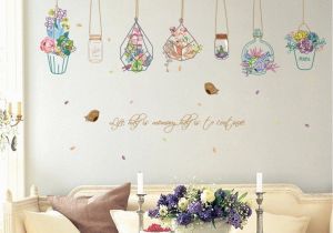 Brewster Home Fashions Wish Wall Mural Wall Decoration Wishing Vase Floral Wall Stickers for Bedroom Peel and Stick Wall Decals for Living Room by Adarl