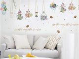 Brewster Home Fashions Wish Wall Mural Wall Decoration Wishing Vase Floral Wall Stickers for Bedroom Peel and Stick Wall Decals for Living Room by Adarl