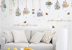 Brewster Home Fashions Wish Wall Mural Wall Decoration Wishing Vase Floral Wall Stickers for Bedroom Peel and Stick Wall Decals for Living Room by Adarl