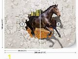 Brick Wall Murals Wallpaper Horse forest Brick Wall Hole Brown Wall Mural