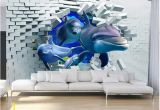 Brick Wall Murals Wallpaper Wdbh 3d Wallpaper Custom Brick Wall Broken Wall Deep Sea Animal Dolphin Room Home Decor 3d Wall Murals Wallpaper for Walls 3 D Hd Wallpapers A