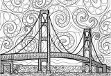 Bridge Coloring Pages for Kids Printable Coloring Page Zentangle Mackinac island Coloring