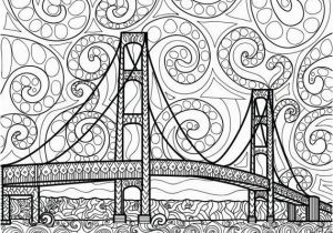 Bridge Coloring Pages for Kids Printable Coloring Page Zentangle Mackinac island Coloring