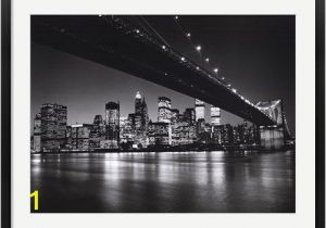 Brooklyn Bridge Black and White Wall Mural New York New York Manhattan Skyline by Henri Silberman