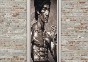 Bruce Lee Wall Mural Free Shipping Bruce Lee Door Wall Stickers Diy Mural Bedroom Home