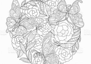 Butterflies and Flowers Coloring Pages for Adults Hand Drawn butterfly and Rose Background for Adult