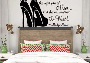 Butterfly High Heel Shoe Mural Vinyl Wall Art Black Art Bedroom Wall Sticker Words Inspirational Quote Merlin Monroe Shoes Fashion Home Decor Vinyl Decal Girl Room Mural New Lc068