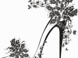 Butterfly High Heel Shoe Mural Vinyl Wall Art Black Chaussure A Talon Papillon