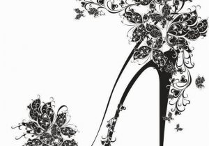 Butterfly High Heel Shoe Mural Vinyl Wall Art Black Chaussure A Talon Papillon