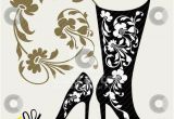 Butterfly High Heel Shoe Mural Vinyl Wall Art Black Shoes Collection Stock Vector Clipart Black Silhouettes Of