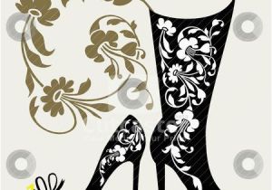 Butterfly High Heel Shoe Mural Vinyl Wall Art Black Shoes Collection Stock Vector Clipart Black Silhouettes Of