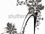 Butterfly High Heel Shoe Mural Vinyl Wall Art Black Shoes On A High Heel Decorated with Flowers and butterflies