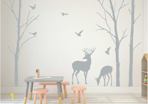Calming Wall Murals Deer Wall Decals Tree Nursery Wall Art Woodland Nursery Removable