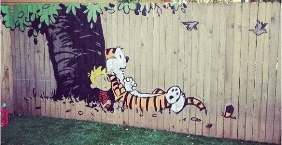 Calvin and Hobbes Mural Calvin and Hobbes Fence Painting Cool Stuff Pinterest