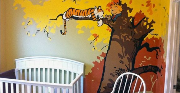 Calvin and Hobbes Nursery Mural Calvin and Hobbes theme Haha I Don T Really Want This but Knew