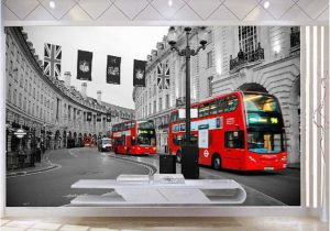 Campervan Wall Mural Europe Wall Paper London Street Red Bus Wallpaper Mural