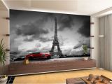 Car Murals for Walls France Paris Eiffel tower Retro Car Wall Mural Wallpaper Giant